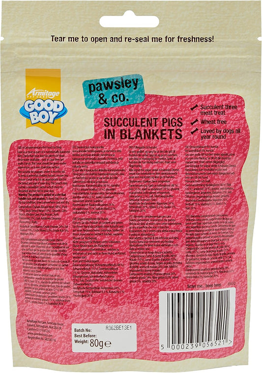 Good Boy - Succulent Pigs In Blankets - Dog Treats - Made With 100% Natural Meat - 80 Grams - Loved By Dogs All Year Round - Case Of 10
