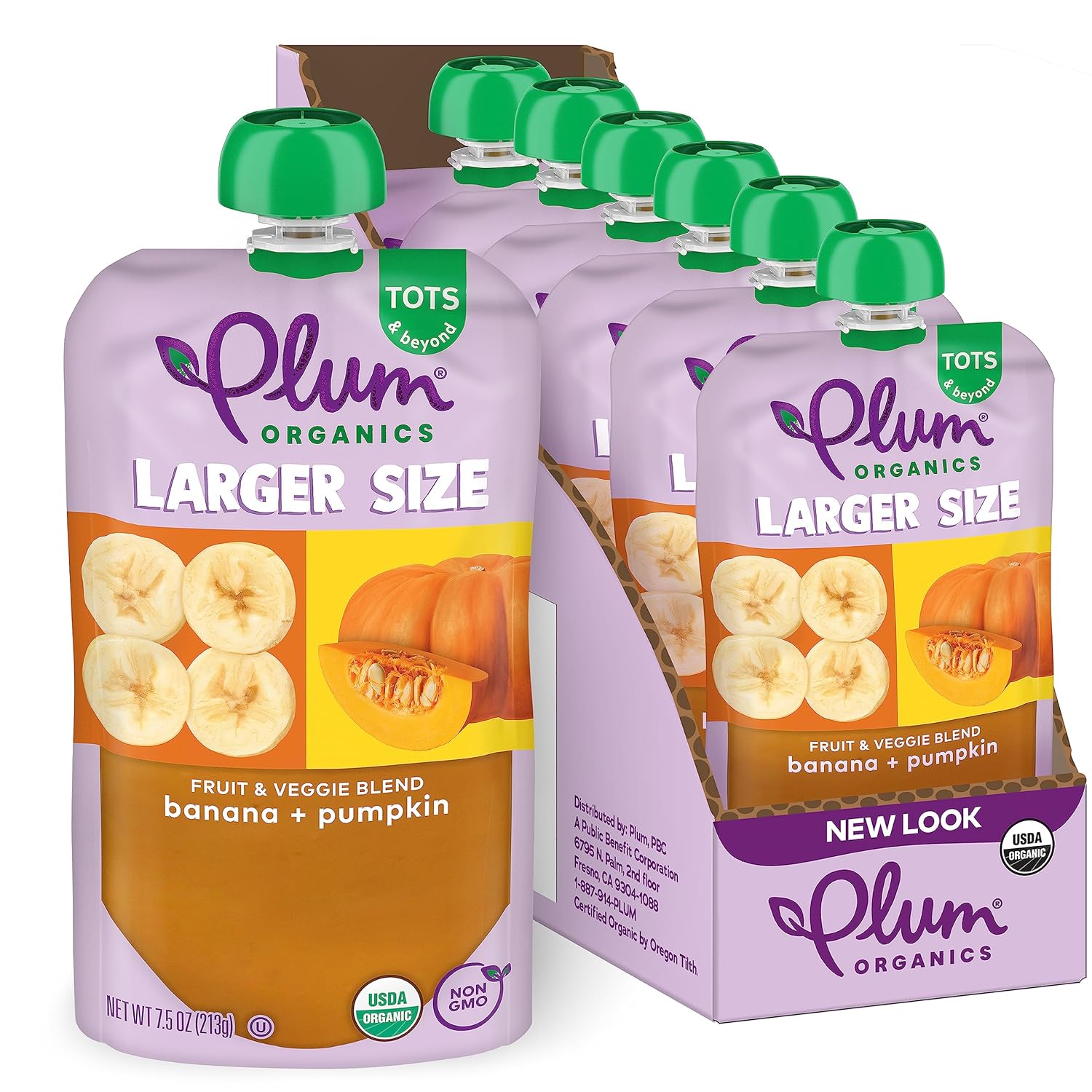 Plum Organics Tots & Beyond Banana & Pumpkin Fruit & Veggie Blend, Kosher, Usda Certified Organic, Non-Gmo, 7.5 Ounce (Pack Of 6)