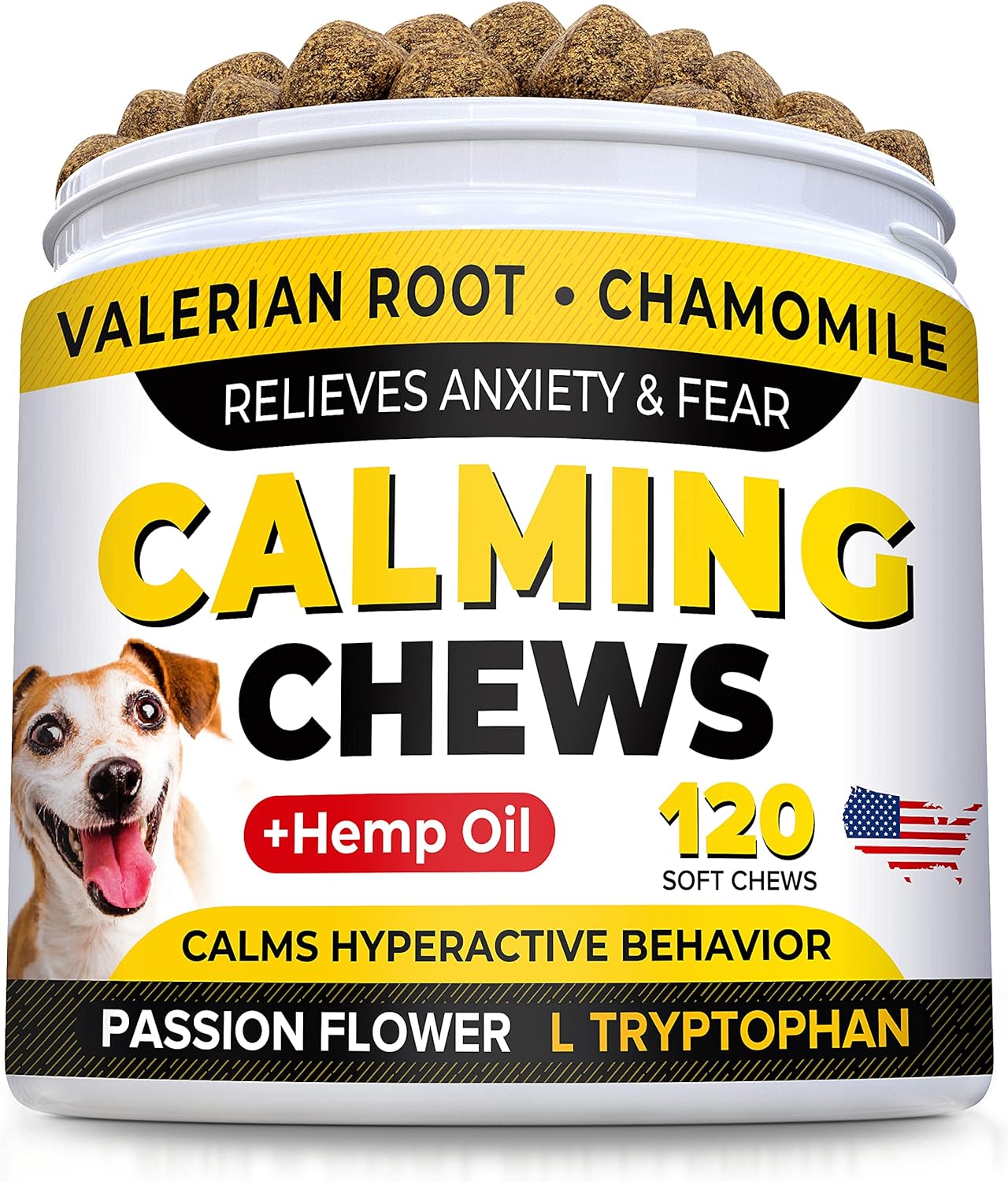 STRELLALAB Hemp Calming Chews for Dogs - Dog Anxiety & Stress Relief Treats - Dog Treats for Separation Anxiety Relief & Fireworks for All Breeds & Sizes