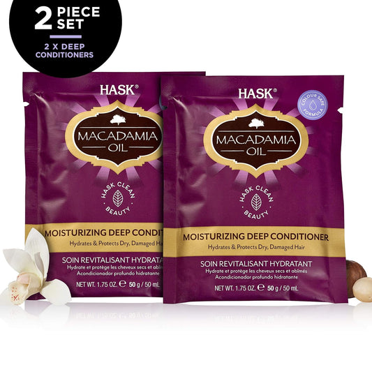 Hask Macadamia Moisturizing Deep Conditioner Treatments For All Hair Types, Color Safe, Gluten Free, Sulfate Free, Paraben Free - Pack Of 2