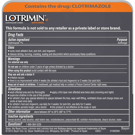 Lotrimin AF Cream for Athlete's Foot, Clotrimazole 1% Antifungal Treatment, Clinically Proven Effective Antifungal Treatment of Most AF, Jock Itch and Ringworm, Cream, .42 Ounce (12 Grams)