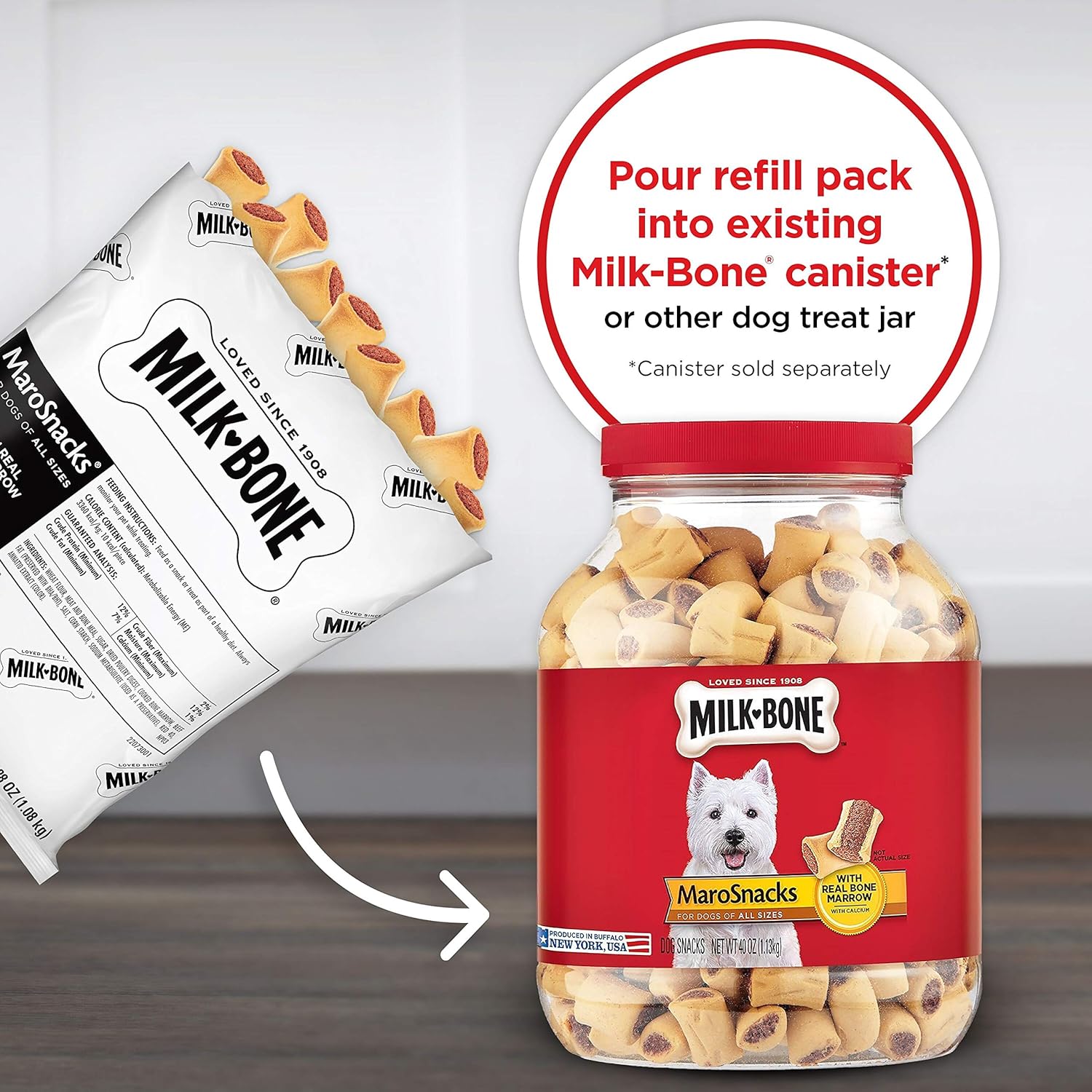 Milk-Bone MaroSnacks Dog Treats, 38 Ounce Refill Packs (Pack of 2) with Real Bone Marrow and Calcium : Pet Supplies
