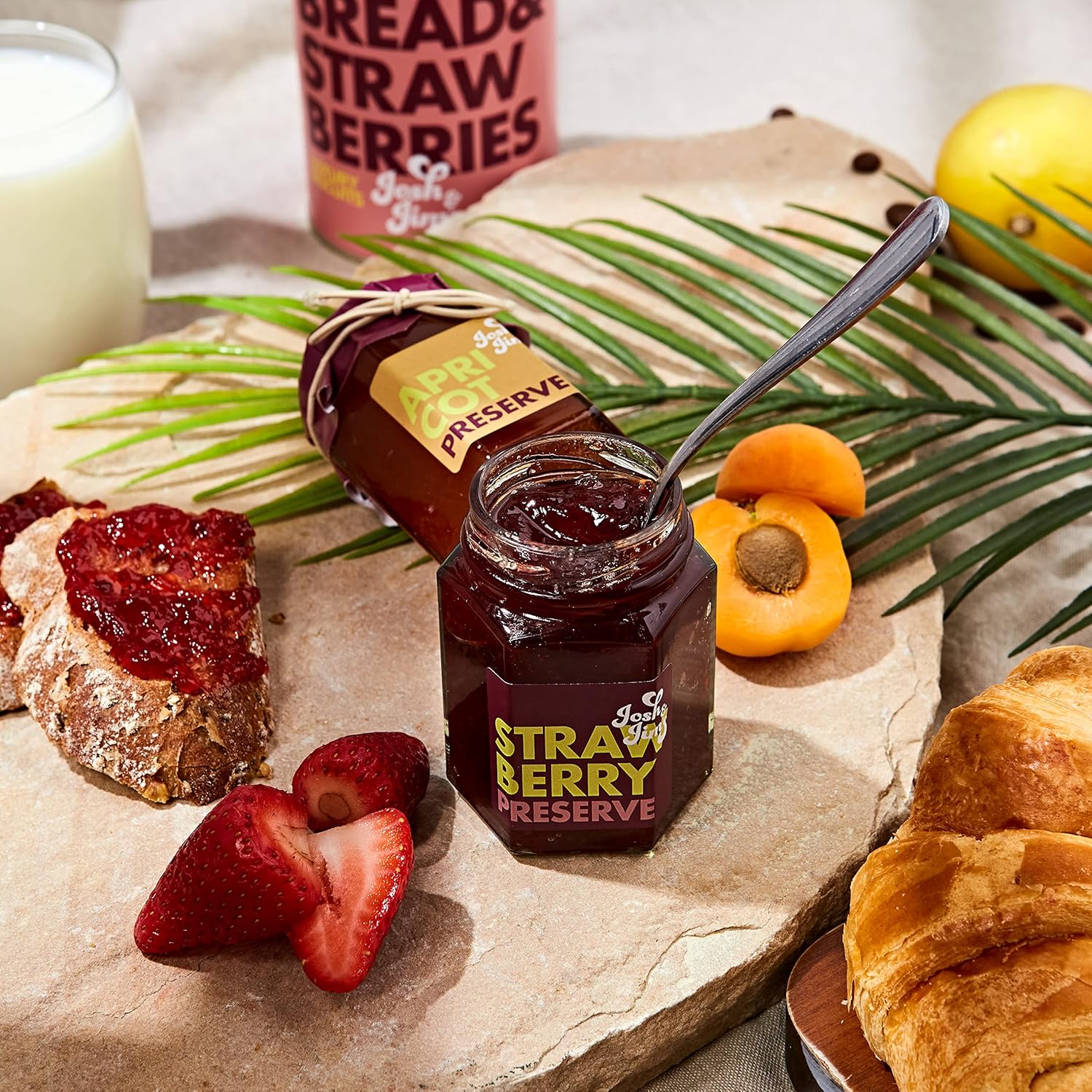 Josh & Jim'S - Luxurious Jam Trio Gift Set, Strawberry, Rhubarb & Ginger, Apricot, 40G+ Fruit, Ovo-Lacto, 3X114G