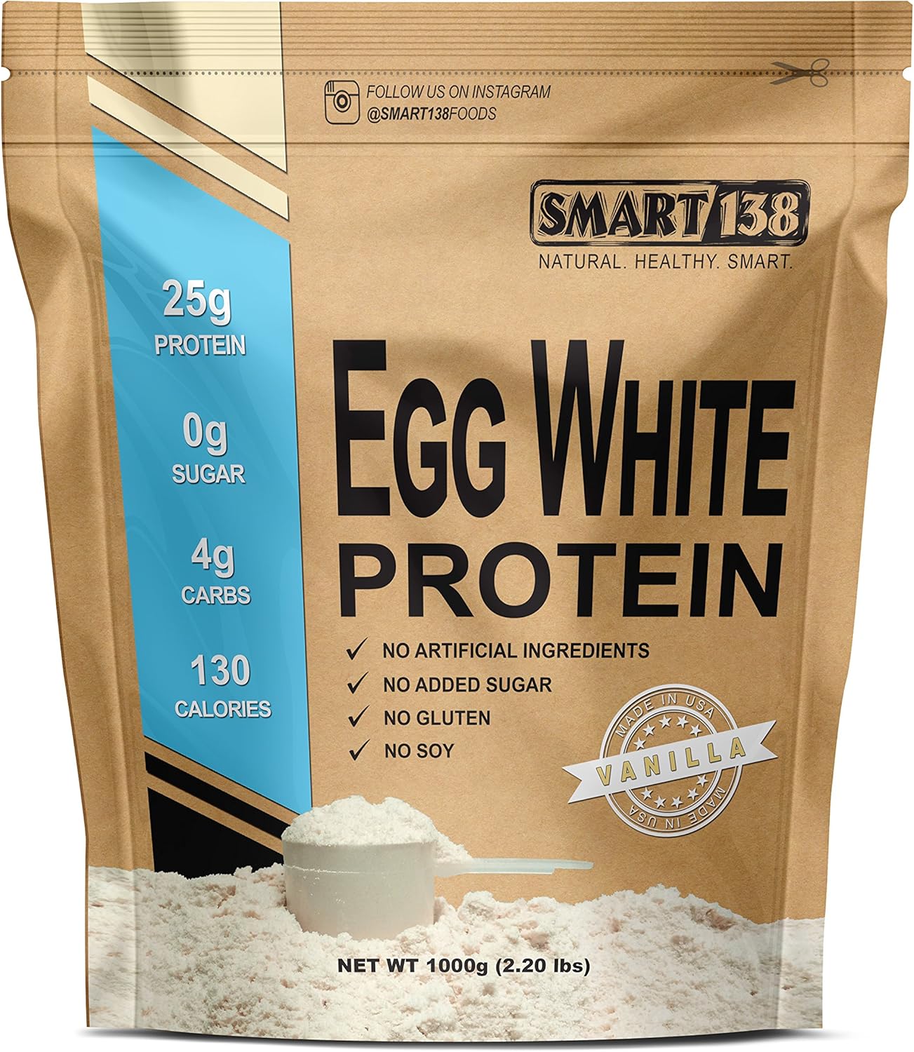 Egg White Protein Powder | Non-Gmo, Gluten-Free, Soy-Free, Dairy-Free, Keto (Low Carb), Paleo, Made In Usa, Natural Bcaas (1000G / 2.2Lbs, Vanilla)