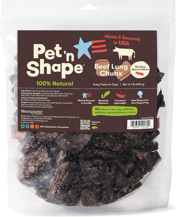 Pet 'N Shape Beef Lung Chunx Dog Treats - Made And Sourced In The Usa - 16 Ounce