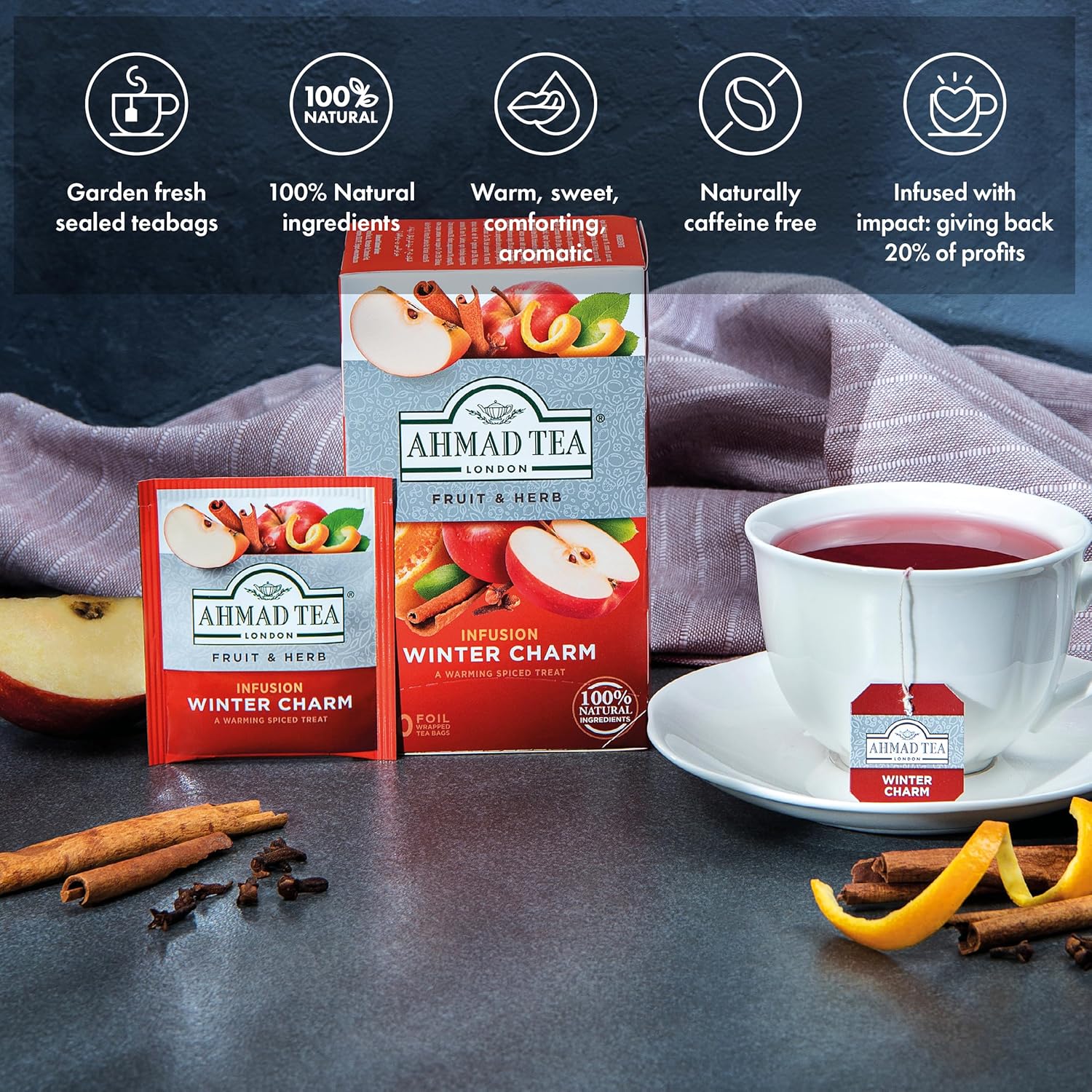 Ahmad Tea English Fruit & Herbal Infusions, Winter Charm Relaxing Fruit & Herbal Tea