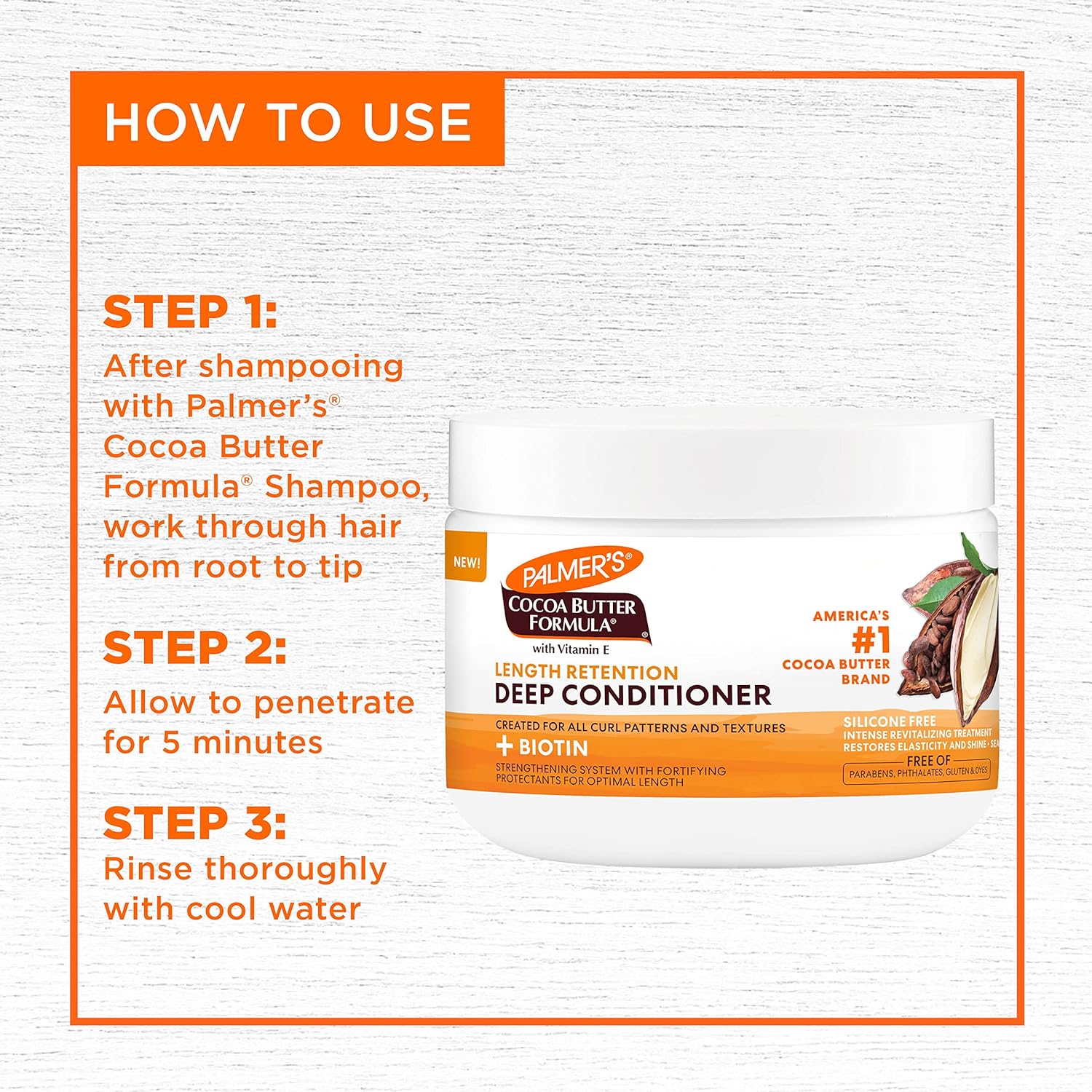 Palmer's Cocoa Butter & Biotin Length Retention Deep Conditioner, Strengthen, Nourish and Restore Elasticity and Shine, Suitable for All Curly Hair Patterns 12 Ounce : Beauty & Personal Care