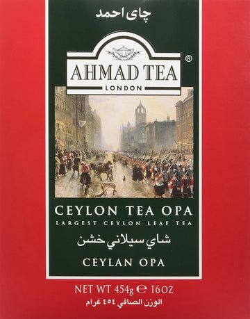 Ahmad Tea Black Tea, Ceylon Opa Loose Leaf, 454G - Caffeinated & Sugar-Free