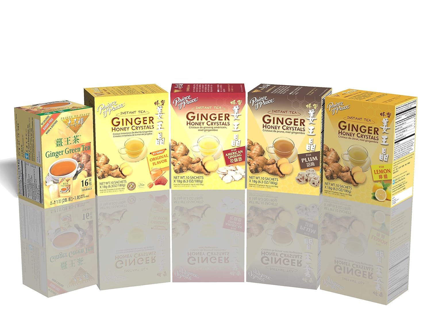Prince of Peace Instant American Ginseng Ginger Honey Crystals, 10 Sachets – Instant Hot or Cold Beverage – Easy to Brew Ginger and Honey Crystals : Health & Household