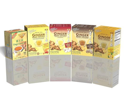 Prince of Peace Instant American Ginseng Ginger Honey Crystals, 10 Sachets – Instant Hot or Cold Beverage – Easy to Brew Ginger and Honey Crystals : Health & Household