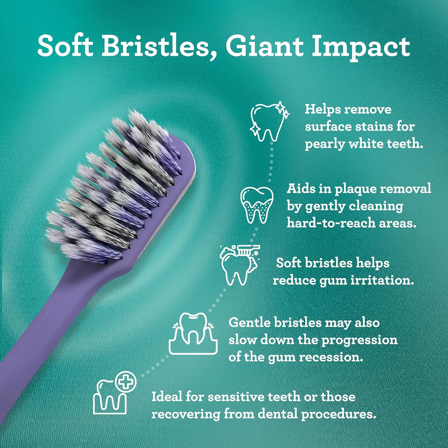 GuruNanda Gentle Giant Toothbrush with Dual Action Flossing Spiral Bristles, Non-Slip Ergo Dexa Grip, Helps in Teeth Whitening, BPA Free, (4 Count) : Health & Household