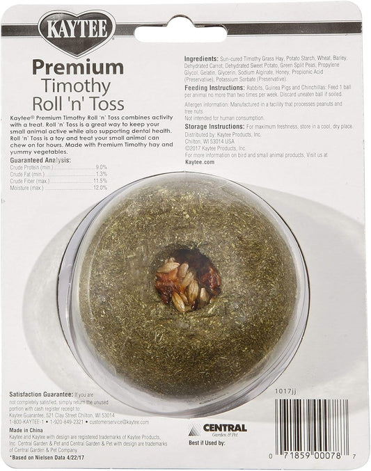 Kaytee Timothy Roll 'N' Toss Toy And Treat For Pet Rabbits, Guinea Pigs, And Chinchillas