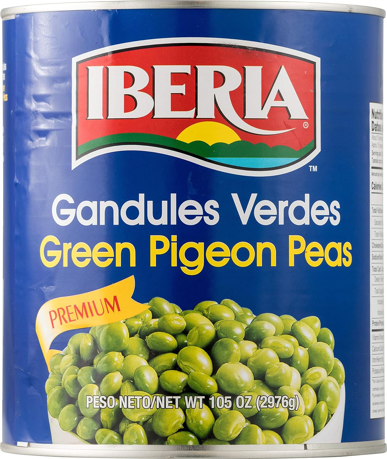 Iberia Green Pigeon Peas, 105 Oz