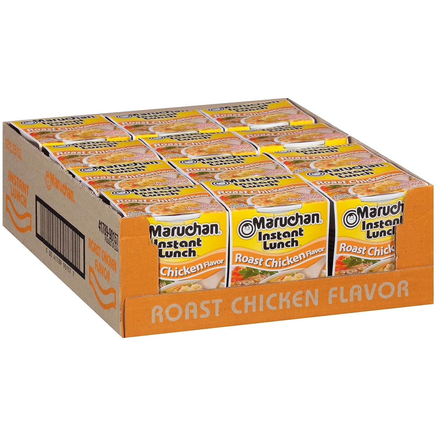 Maruchan Instant Lunch Roast Chicken, Ramen Noodle Soup, Microwaveable Meal, 2.25 Oz, 12 Count