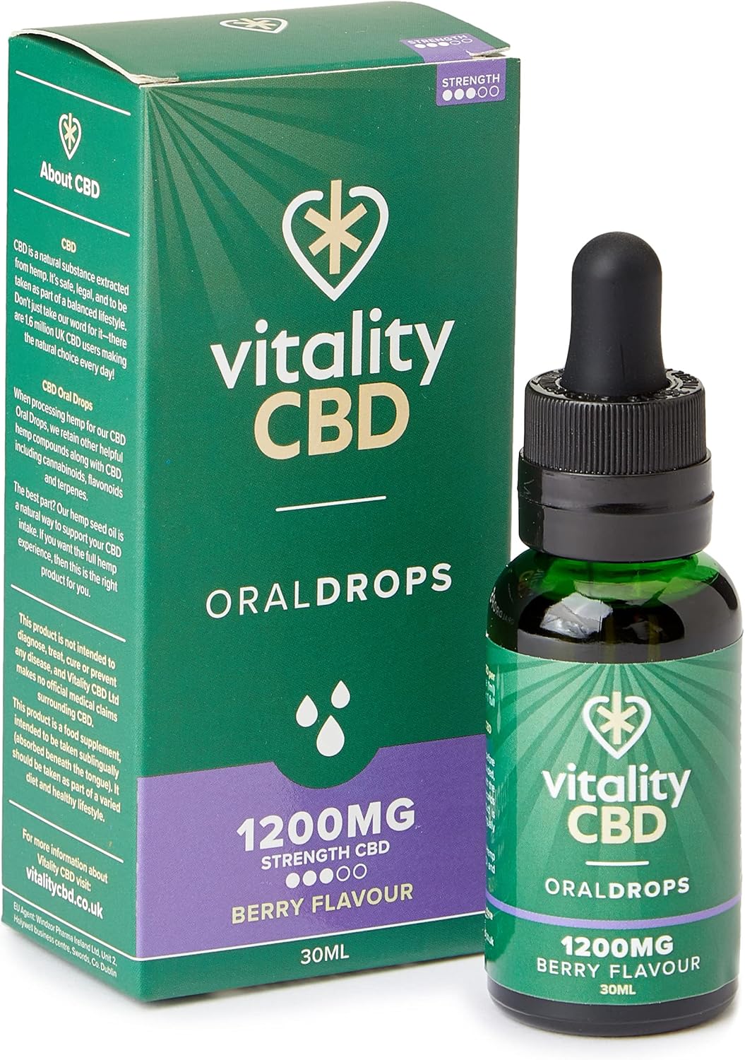 Vitality Cbd Oral Drops In Hempseed Oil, 600 Mg, Berry, 30Ml, No Thc