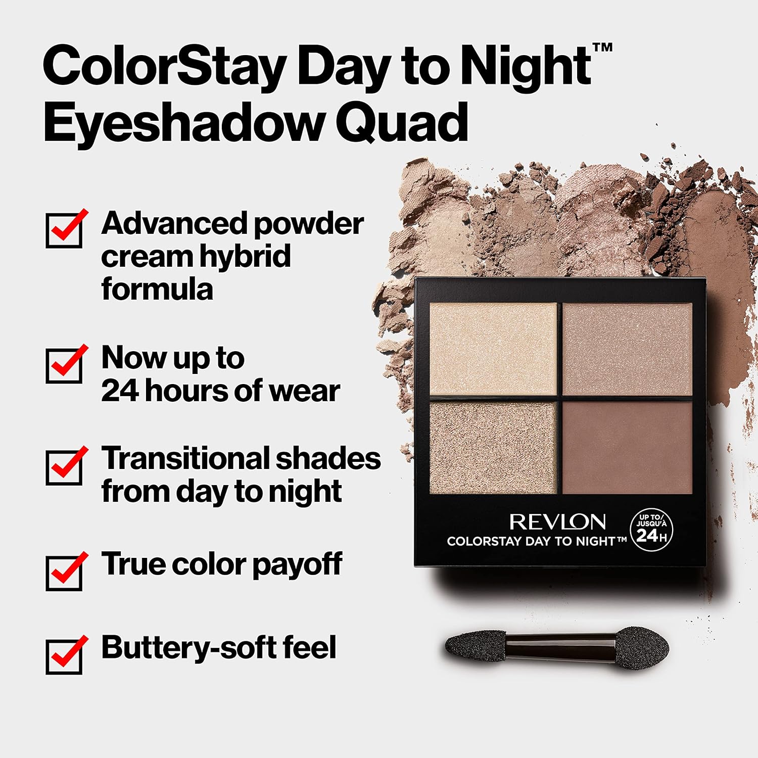 Revlon Eyeshadow Palette, ColorStay Day to Night Up to 24 Hour Eye Makeup, Velvety Pigmented Blendable Matte & Shimmer Finishes, 555 Moonlit, 0.16 Oz : Revlon Eyeshadow : Beauty & Personal Care