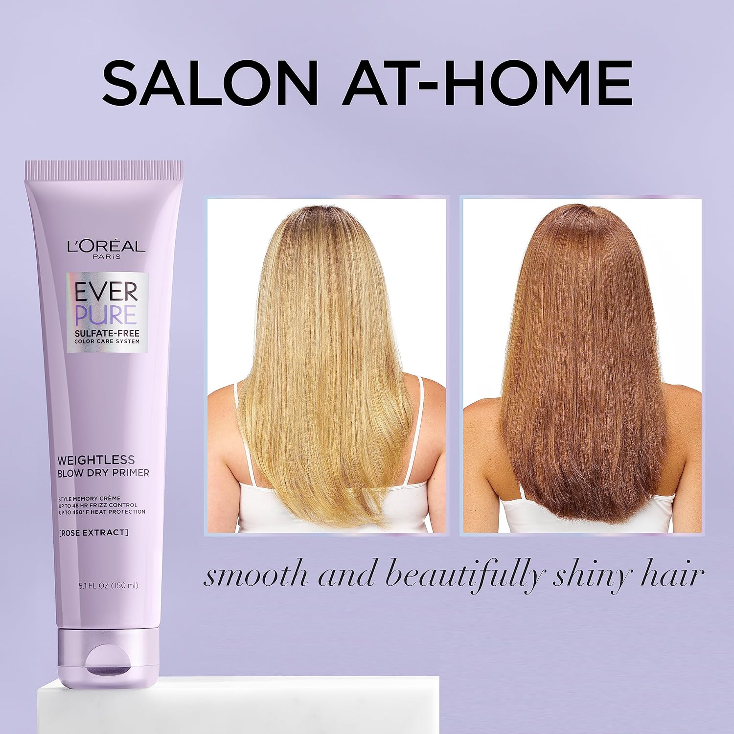 L'Oreal Paris Blow Dry Primer For 48 Hr Frizz Control, Sulfate Free, Everpure 5.1 Fl Oz : Beauty & Personal Care