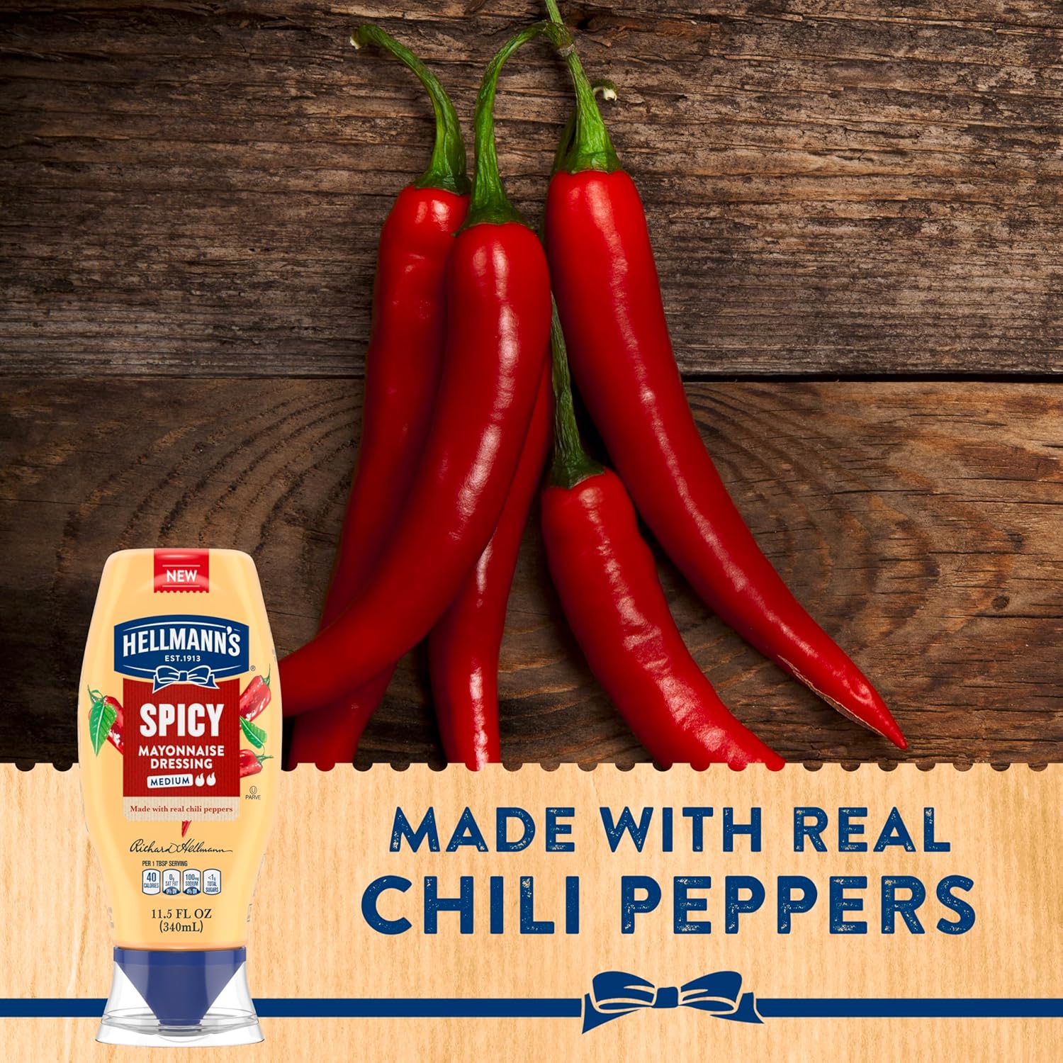 Hellmann'S Spicy Mayonnaise Dressing Squeeze Bottle For A Rich, Creamy Condiment Made With Real Chili Peppers 11.5 Oz : Grocery & Gourmet Food