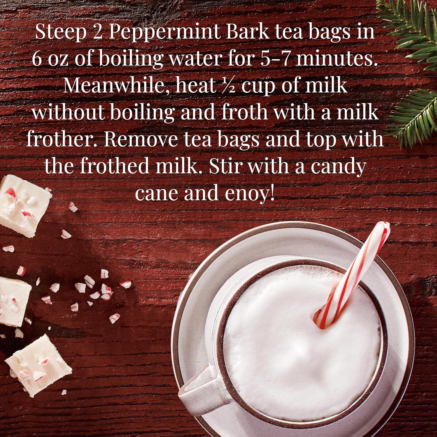 The Republic Of Tea - Peppermint Bark, Cool Winter Herb Tea, 36 Tea Bags, Caffeine-Free