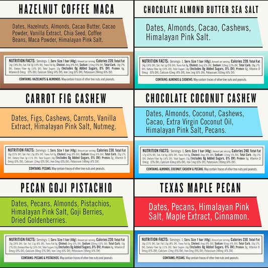 Thunderbird Bars Energy Snack, Gluten-Free With Protein, Healthy Real Food, Vegan Paleo Non-Gmo, No Added Sugar, Variety Flavor Pack (6 Count, 2 Of Each Flavor, 1.7 Oz. Bars)