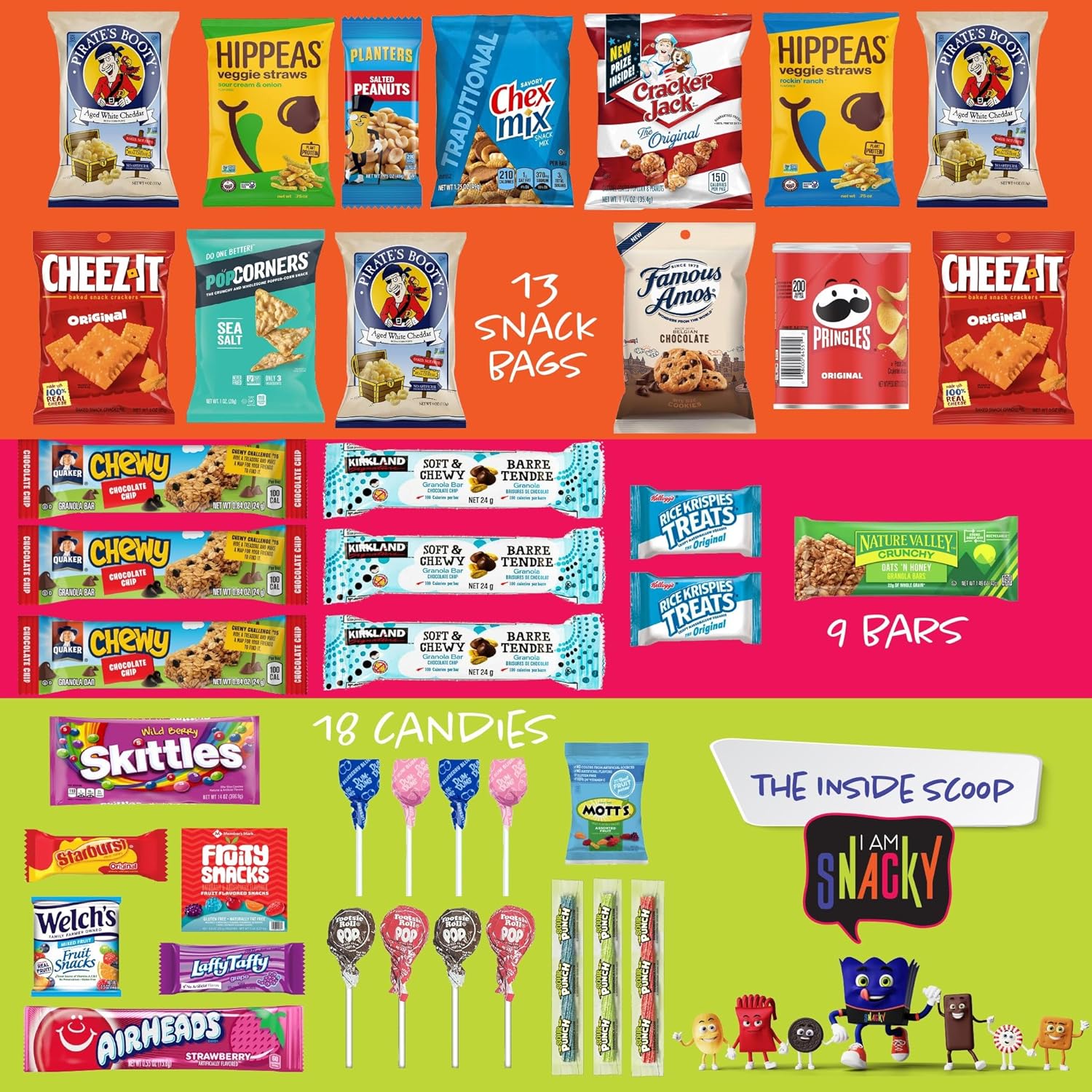 I Am Snacky - Back To School Gifts For Students Snack Box Care Package + Greeting Card - Snacky'S Bash Box (40 Count) Birthday Sweet Treats Gift Basket, Candies Chips - Food Assortments & Variety