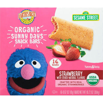 Earth'S Best Sesame Street Organic Sunny Days Snack Bars, Apple, 16 Bars Per Box
