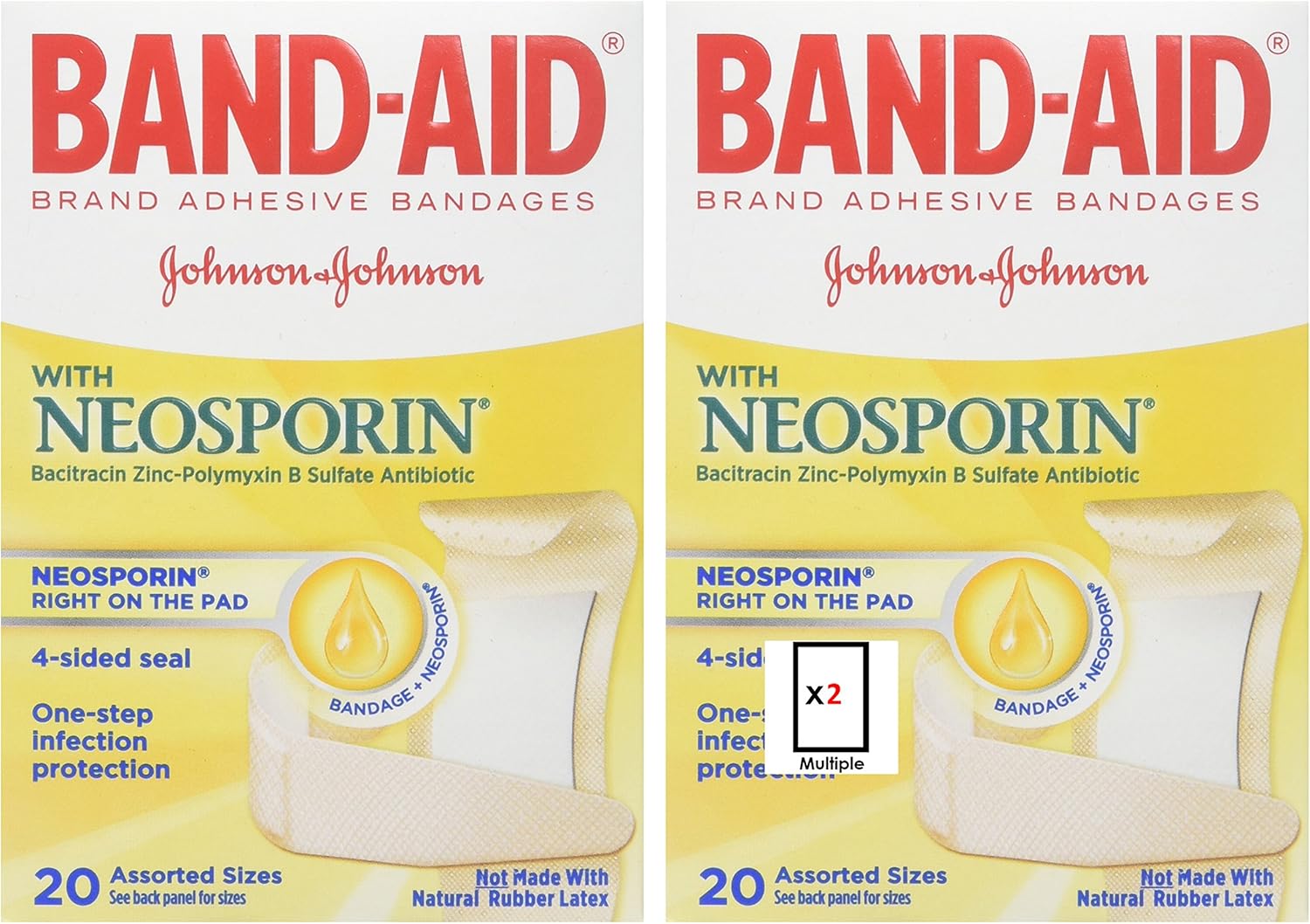 BAND-AID with Neosporin Bandages Assorted Sizes 20 Each (Pack of 2) : Health & Household