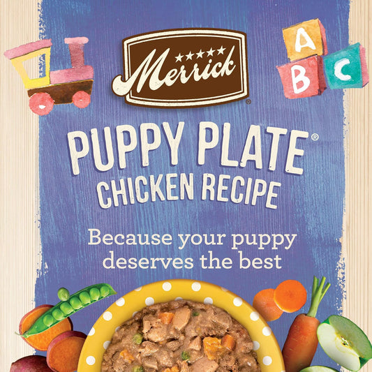 Merrick Grain Free Wet Puppy Food, Premium Soft And Gluten Free Canned Dog Food, Puppy Plate Chicken Recipe - (Pack Of 12) 12.7 Oz. Cans