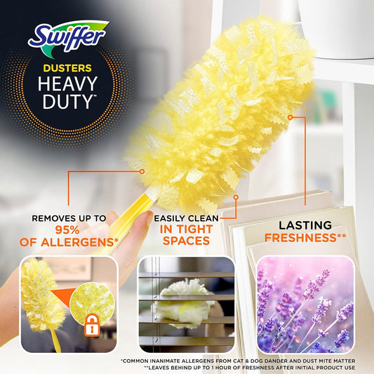 Swiffer Dusters Heavy Duty Multi-Surface Duster Refills For Cleaning, Lavender Scent, 11 Count