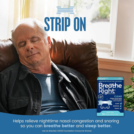 Breathe Right Nasal Strips Clear Large 30Ct (Packaging May Vary)