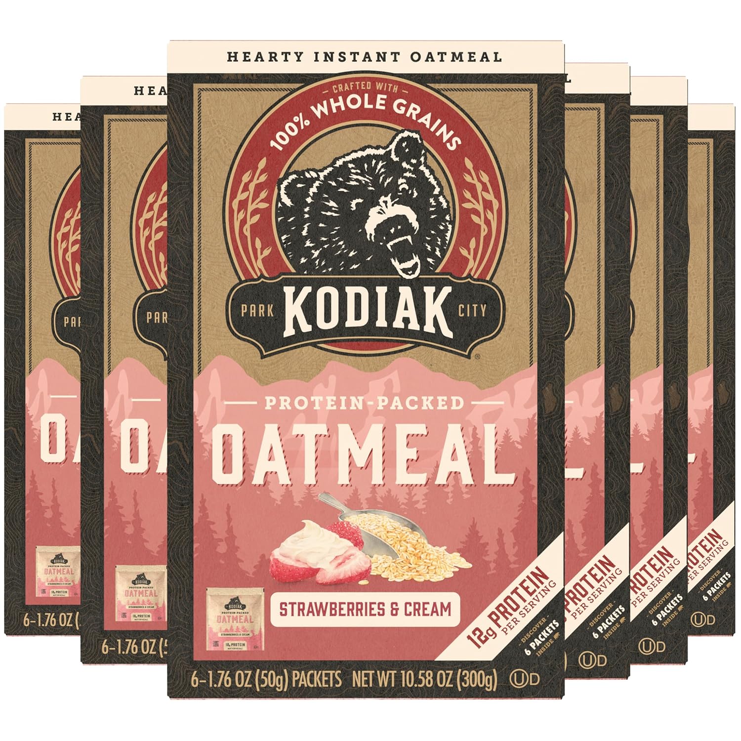 Kodiak Cakes Strawberries & Cream Oatmeal Packets (Pack of 6)