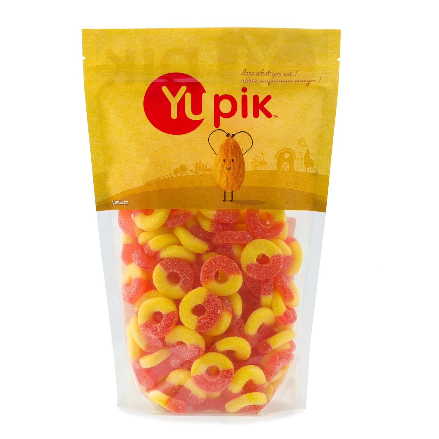 Yupik Ring O'S Gummies, Sour Peach, 2.2 Lb, Chewy Candy