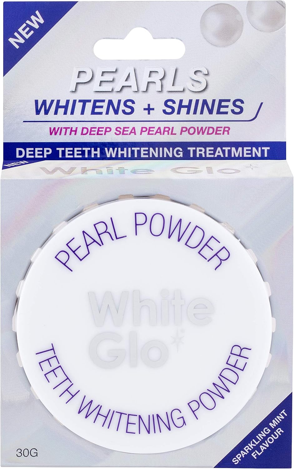 White Glo Pearls Whitens + Shines Pearl Powder Mint Flavour 30G Deep Teeth Whitening Treatment