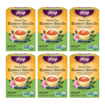 Yogi Tea - Green Tea Blueberry Slim Life (6 Pack) - Contains Caffeine - 96 Organic Tea Bags