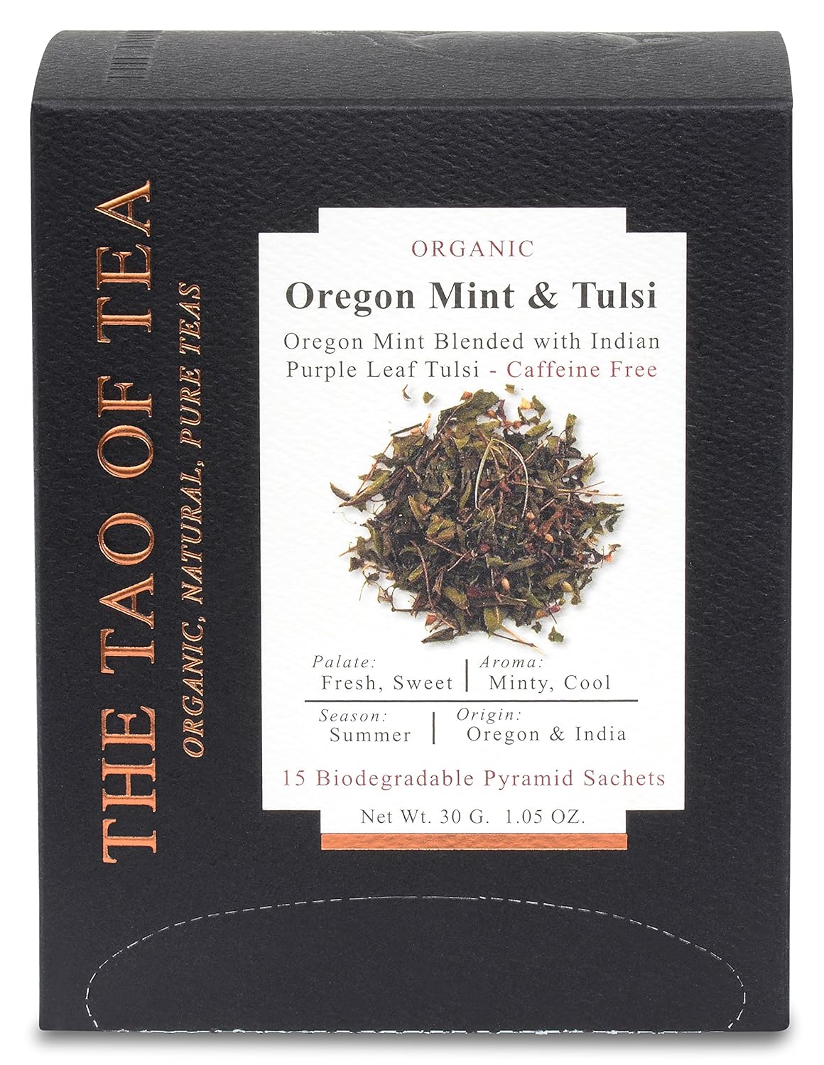 The Tao Of Tea Oregon Mint & Tulsi Box Pyramid Sachets, 15 Pyramid Sachets