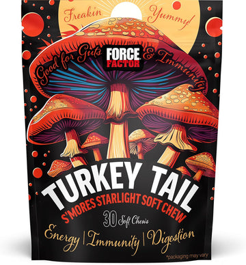 FORCE FACTOR Modern Mushrooms Soft Chews, Turkey Tail Mushroom Supplement to Support Immunity, Digestive Health, and Vitality, Antioxidants Supplement, Delicious S?Mores Flavor, 30 Soft Chews