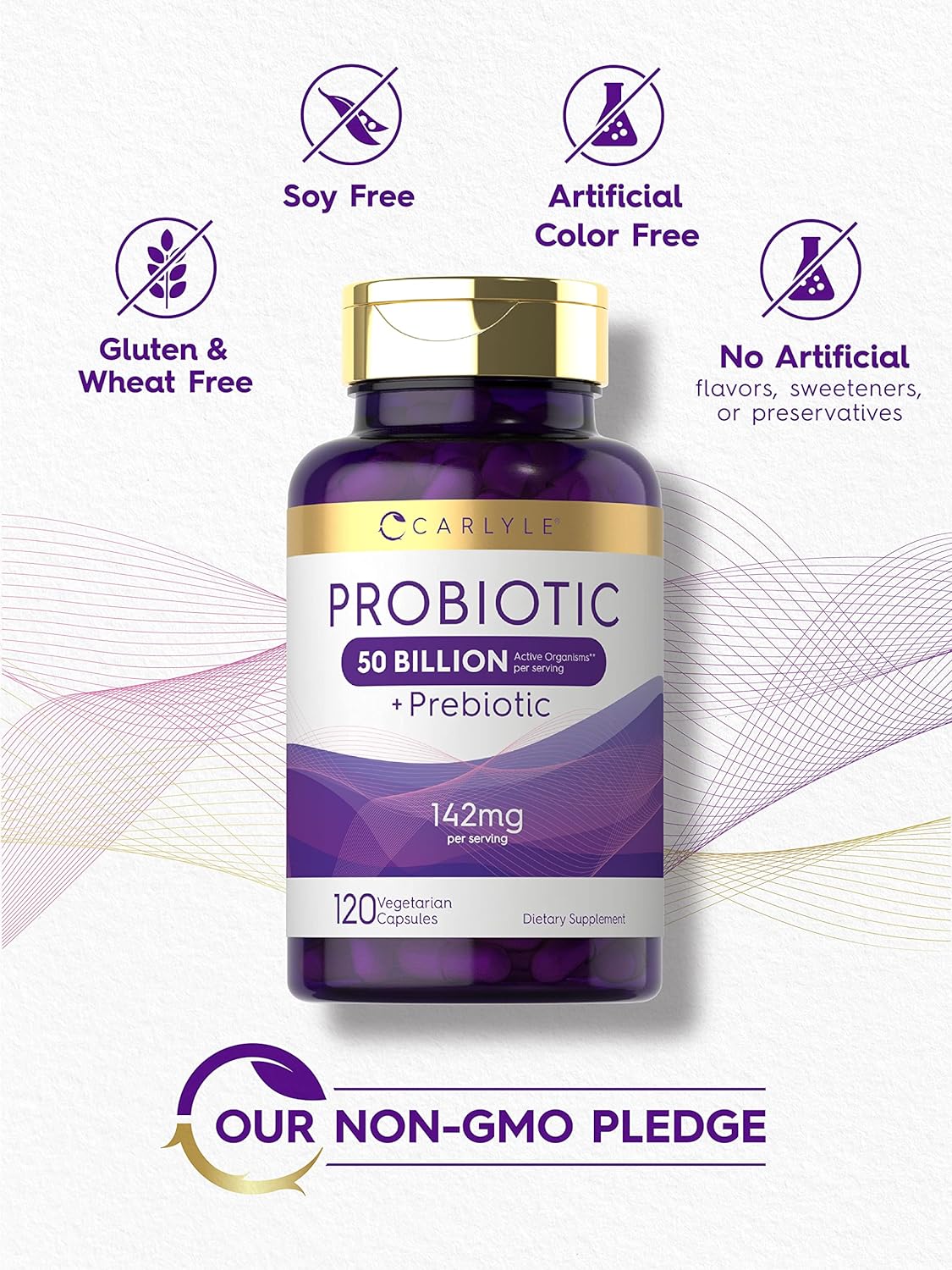Carlyle Probiotics with Prebiotics | 120 Capsules | 50 Billion Active Organisms | Non-GMO & Gluten Free Supplement : Health & Household