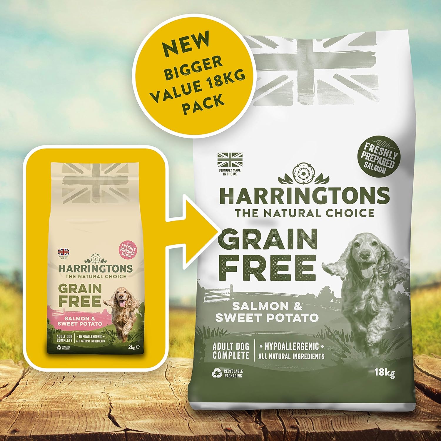 Harringtons Complete Grain Free Hypoallergenic Salmon & Sweet Potato Dry Dog Food 18kg - Made with All Natural Ingredients?GFHYPS-18