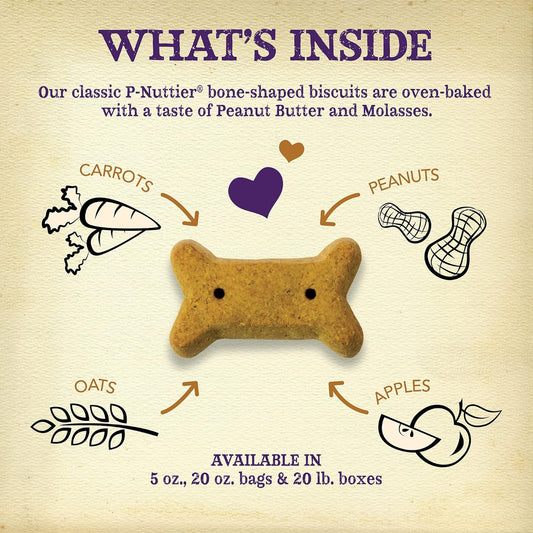Old Mother Hubbard By Wellness Classic P-Nuttier Natural Dog Treats, Crunchy Oven-Baked Biscuits, Ideal For Training, Mini Size, 20 Pound Box