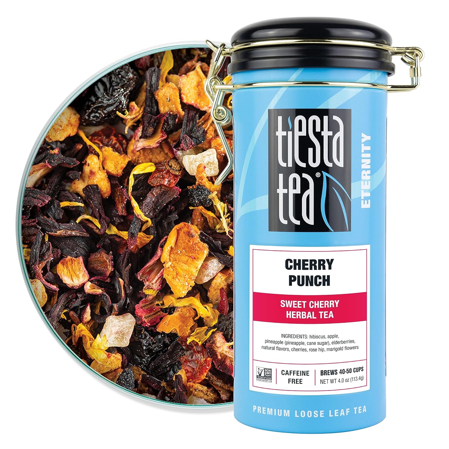 Tiesta Tea - Cherry Punch | Sweet Cherry Herbal Tea | Premium Loose Leaf Tea Blend | Non-Caffeinated Fruit Tea | Make Hot Or Iced & Up To 50 Cups | Made W/Natural Ingredients - 4Oz Refillable Tin