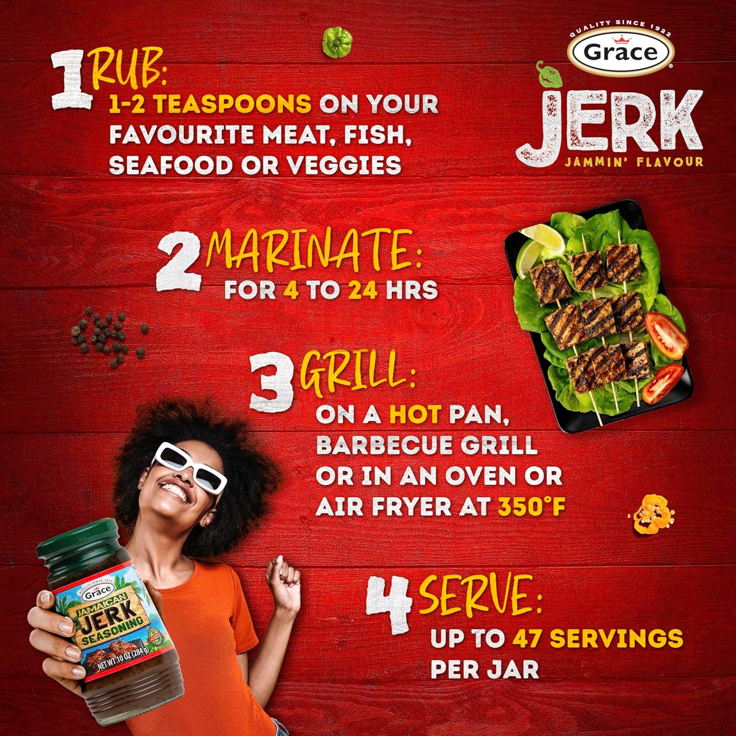 Grace Jamaican Mild Jerk Seasoning (Two 10 Oz Jars) - Mild Jerk Seasoning Jamaican Style - Caribbean Jerk Seasoning Mix For Jerk Chicken Seasoning & Oxtail Seasoning : Grocery & Gourmet Food