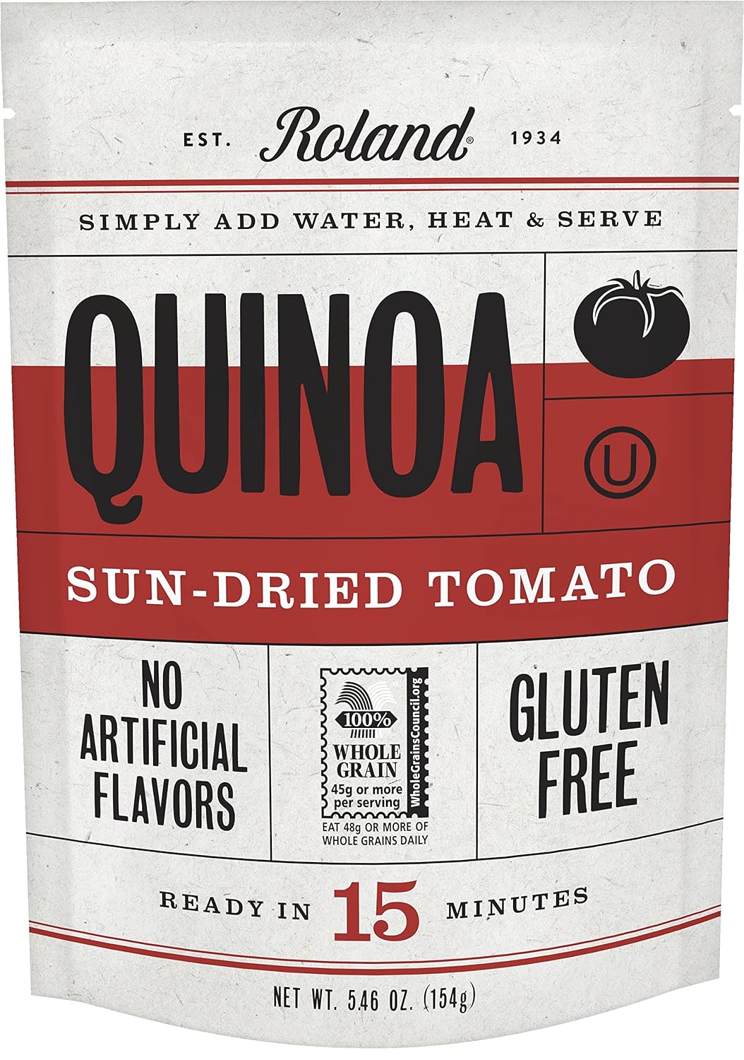 Roland Foods Sun-Dried Tomato Seasoned Quinoa, Gluten Free, Specialty Imported Food, 5.46-Ounce Pouch