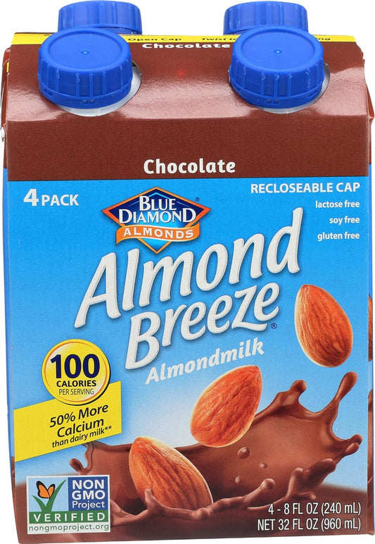 Blue Diamond Almond Breeze Chocolate Milk Substitute Lactose Free Carton Twist Cap In Box 32 Oz : Grocery & Gourmet Food