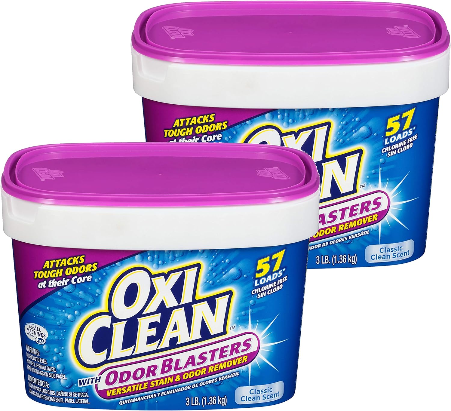 OxiClean with Odor Blasters Versatile Stain & Odor Remover 3 lb Tub - Pack of 2 : Health & Household