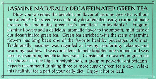 Triple Leaf Tea Jasmine Green Tea, Decaffeinated, 20 Count