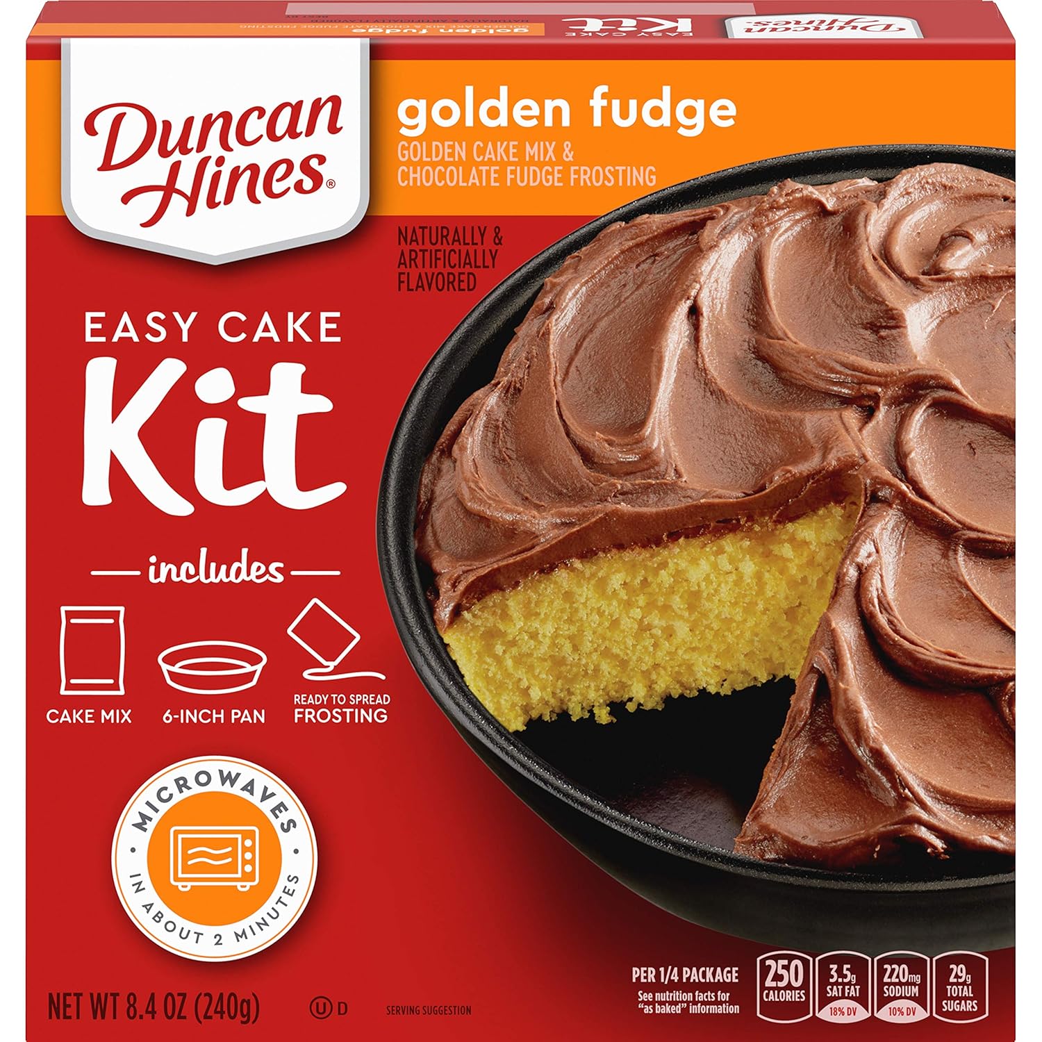 Duncan Hines Easy Cake Kit Golden Fudge Cake Mix, 8.4 Oz