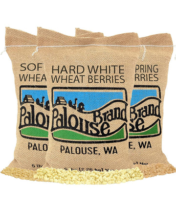 Hard White Wheat | Soft White Wheat | Hard Red Spring Wheat | 15 LBS | 100% Desiccant Free | Non-GMO Project Verified | Kosher Parve | USA Grown | Field Traced | (5 Pound, Pack of 3