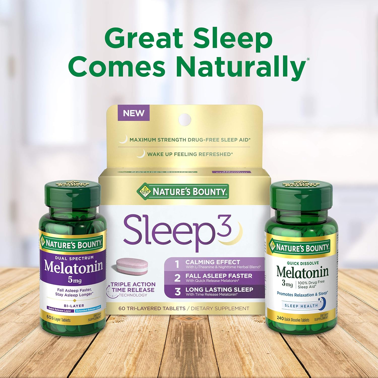 Nature's Bounty Melatonin, 100% Drug Free Sleep Aid, Dietary Supplement, 10 mg, 45 Count : Health & Household