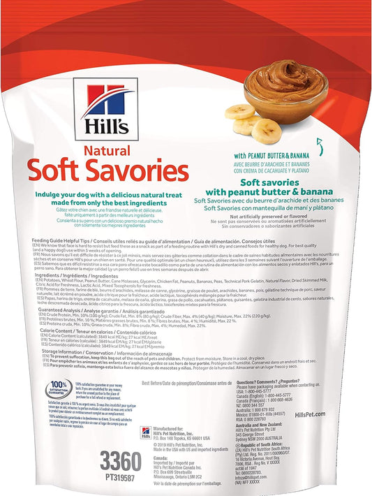 Hill'S Natural Soft Savories, All Life Stages, Great Taste, Dog Treats, Peanut Butter & Banana, 8 Oz Bag