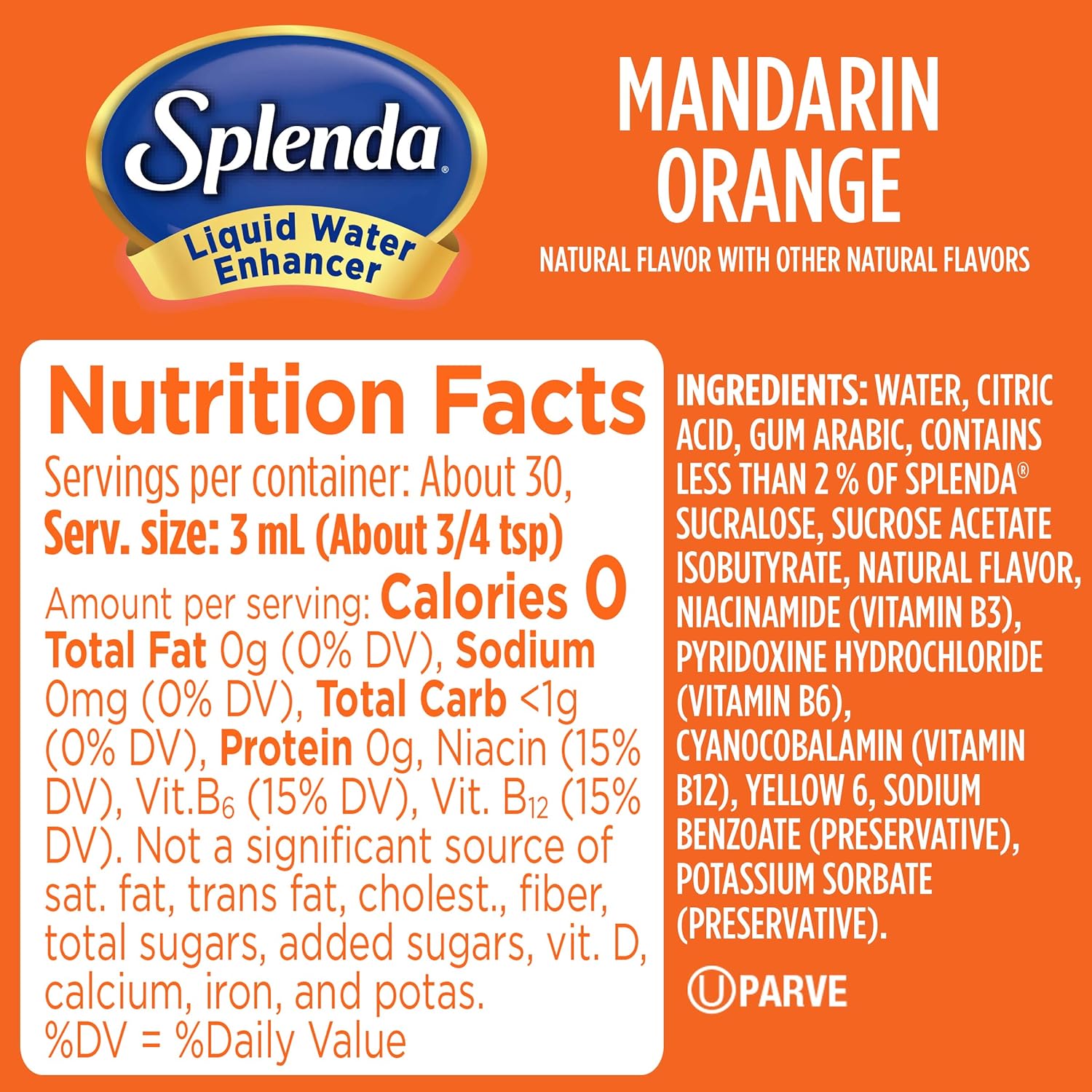 Splenda Liquid Water Enhancer Drops, Sugar Free, Zero Calorie, Natural Flavor, Concentrated Drink Mix, 3.11 Fl Oz Each Bottle (Variety, 3 Pack)